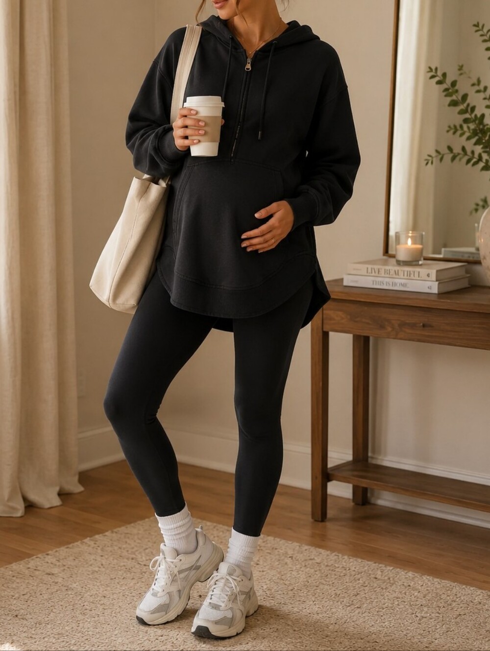 Bae. Maternity/Nursing Hoodie – Black – XS